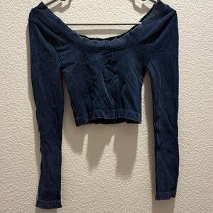 FP Movement by Free People Navy Ribbed Crop Top NWOT!
